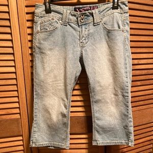 Angels Jeans Light Blue Denim Capris with Embellishments